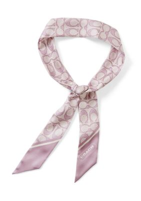 COACH Women's Textured Signature C Printed Silk Skinny Scarf