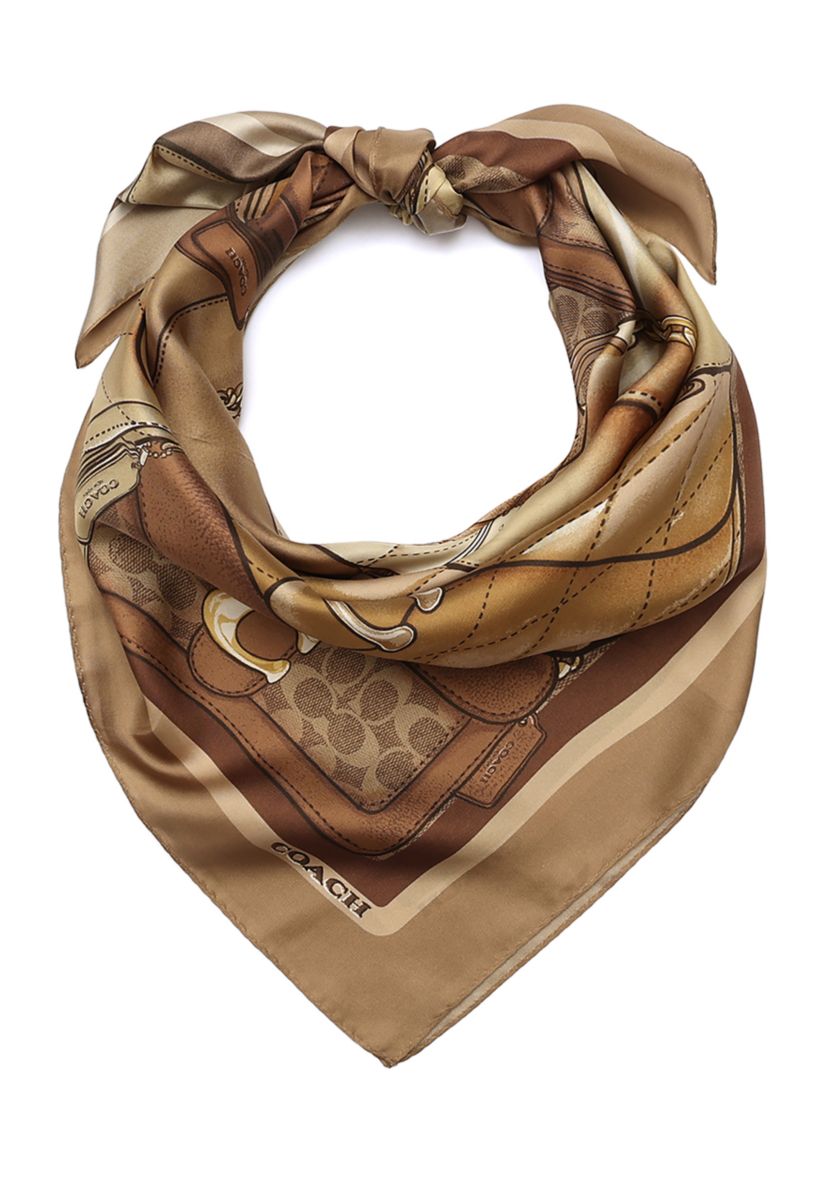 Stacked Tabby Printed Silk Square Scarf 