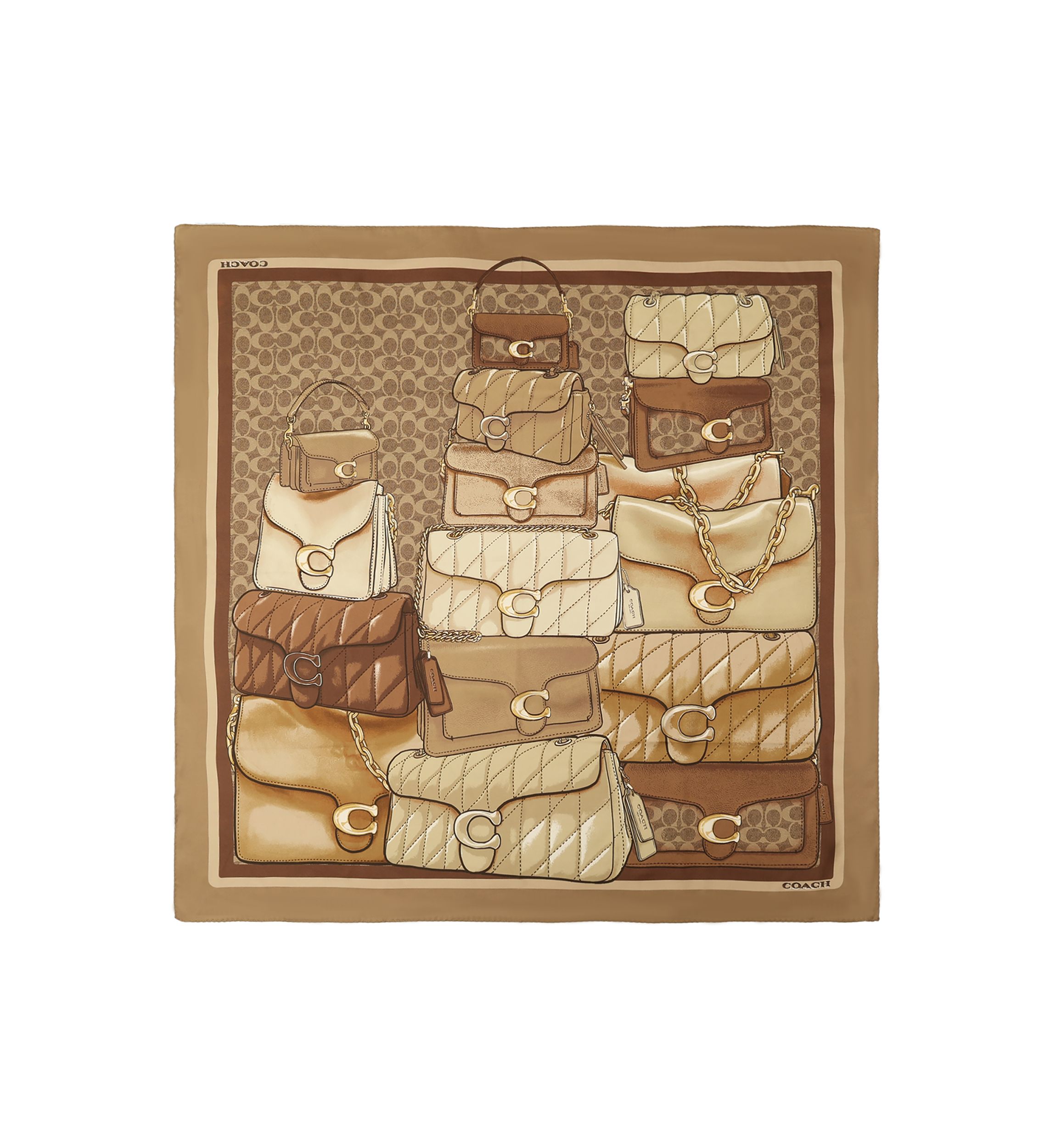 Stacked Tabby Printed Silk Square Scarf 