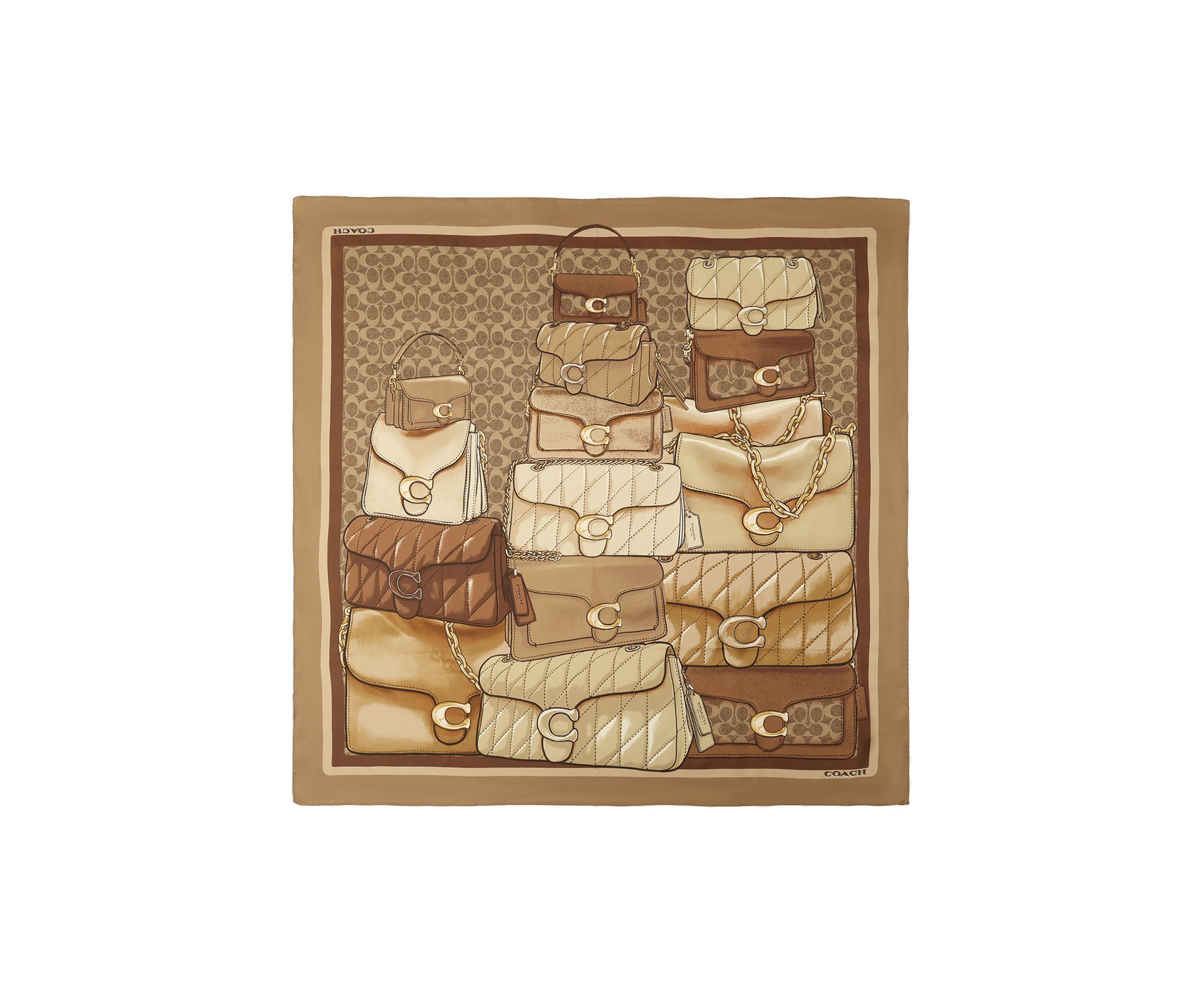 Stacked Tabby Printed Silk Square Scarf 