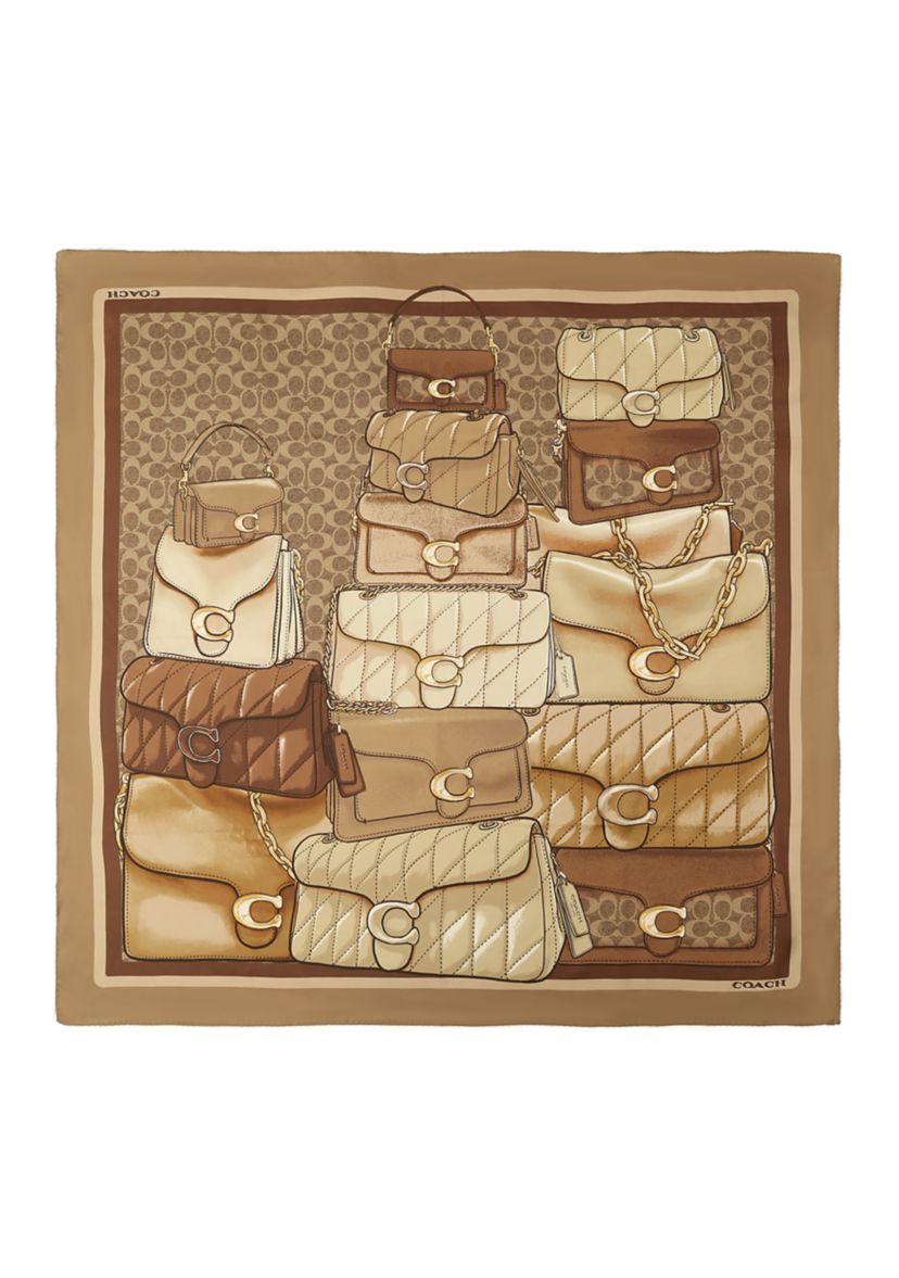 Stacked Tabby Printed Silk Square Scarf 