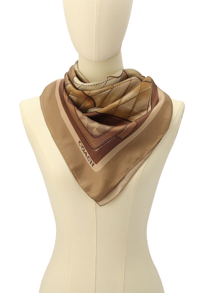 Stacked Tabby Printed Silk Square Scarf 