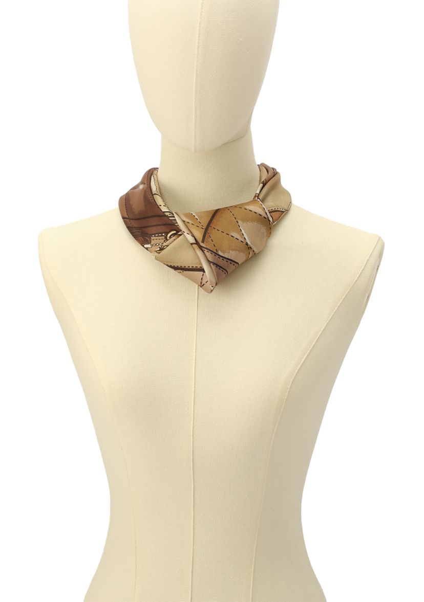 Stacked Tabby Printed Silk Square Scarf 