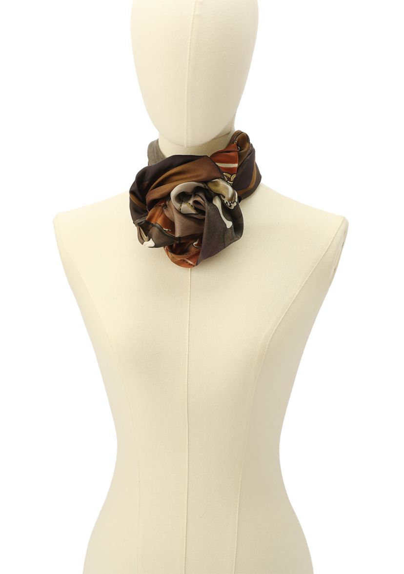 STACKED TABBY PRINTED SILK SQUARE