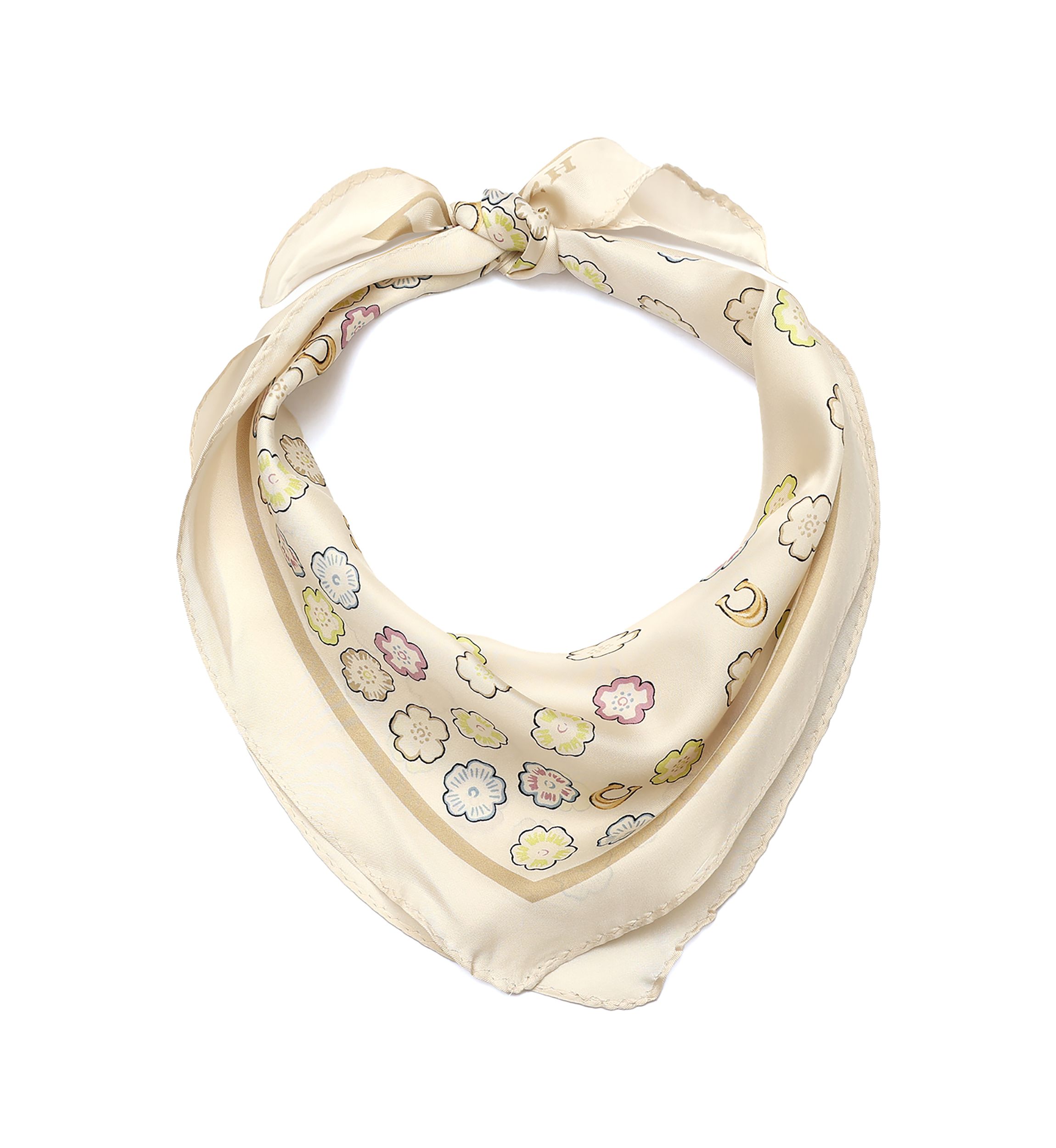 Tea Rose Printed Silk Diamond Scarf