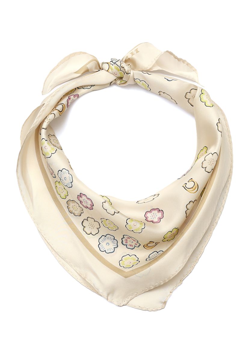 Tea Rose Printed Silk Diamond Scarf