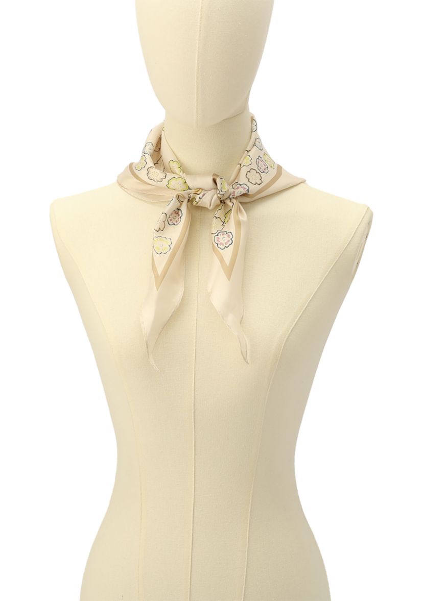 Tea Rose Printed Silk Diamond Scarf