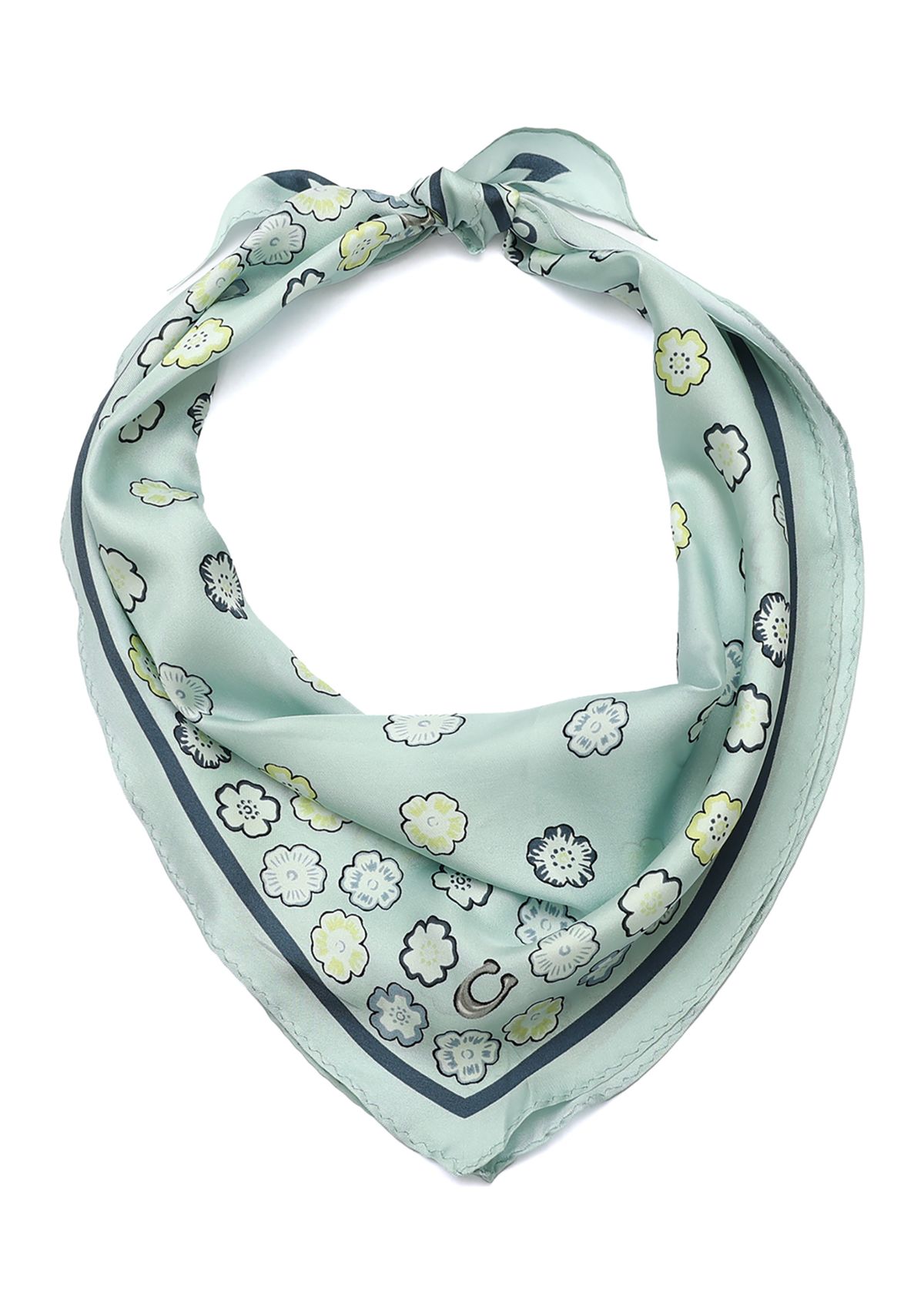 Tea Rose Printed Silk Diamond Scarf 