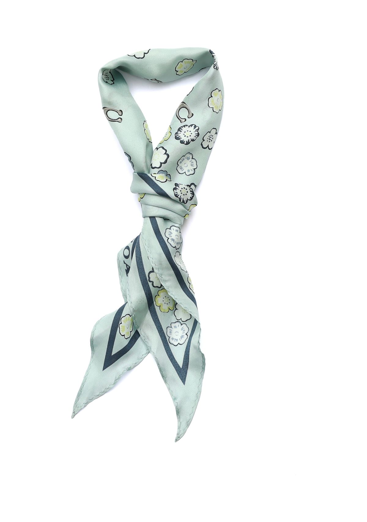 Tea Rose Printed Silk Diamond Scarf 