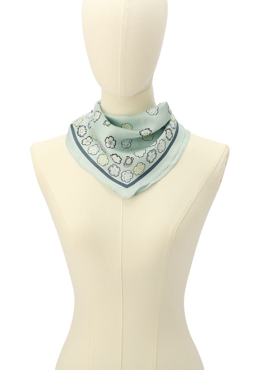 Tea Rose Printed Silk Diamond Scarf 