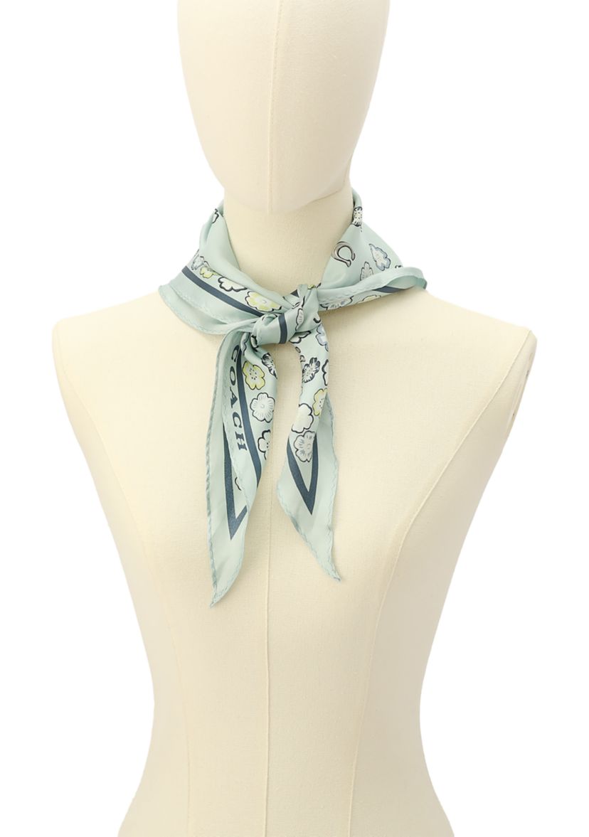 Tea Rose Printed Silk Diamond Scarf 