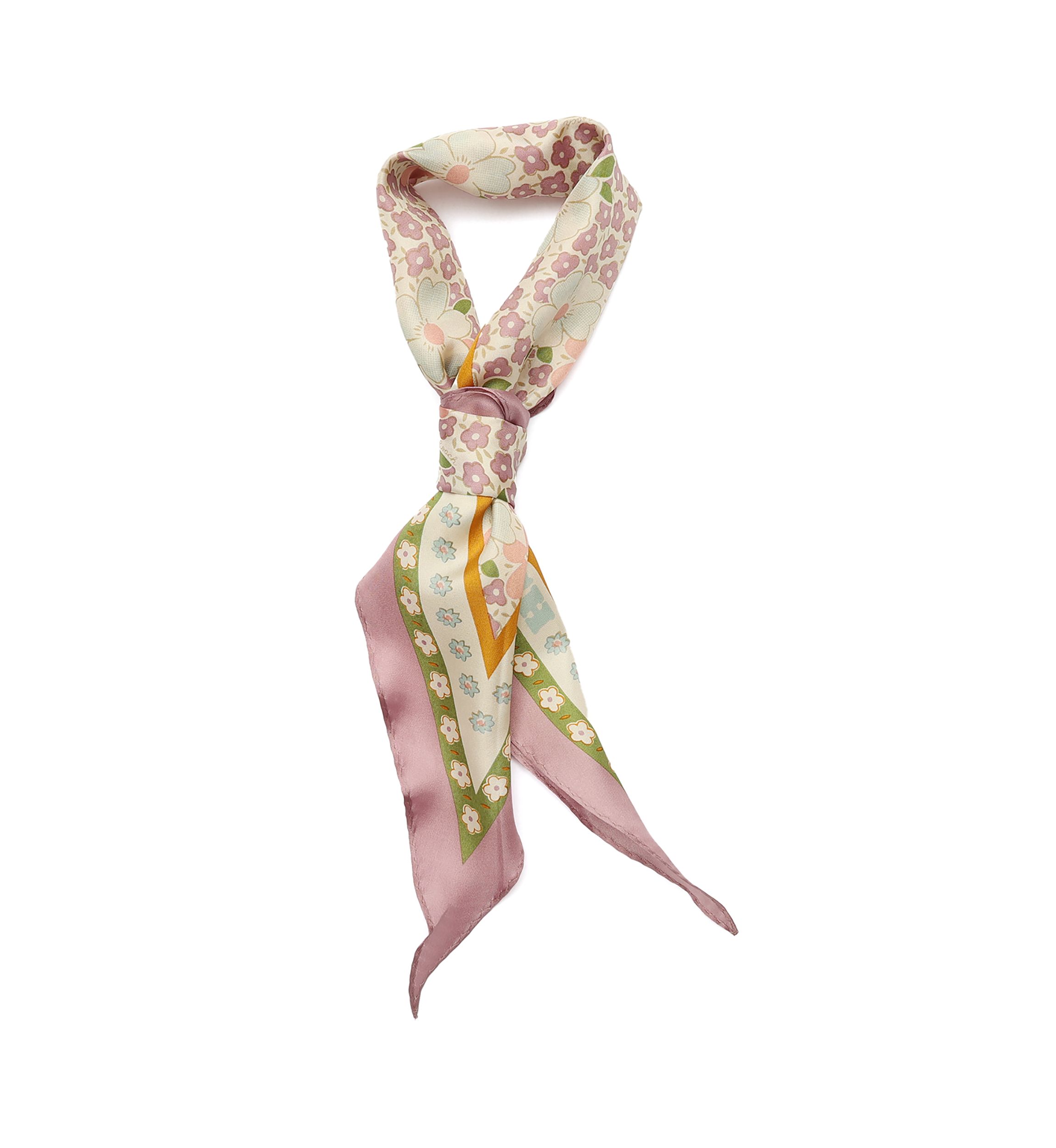Vintage Floral Silk Diamond Scarf 