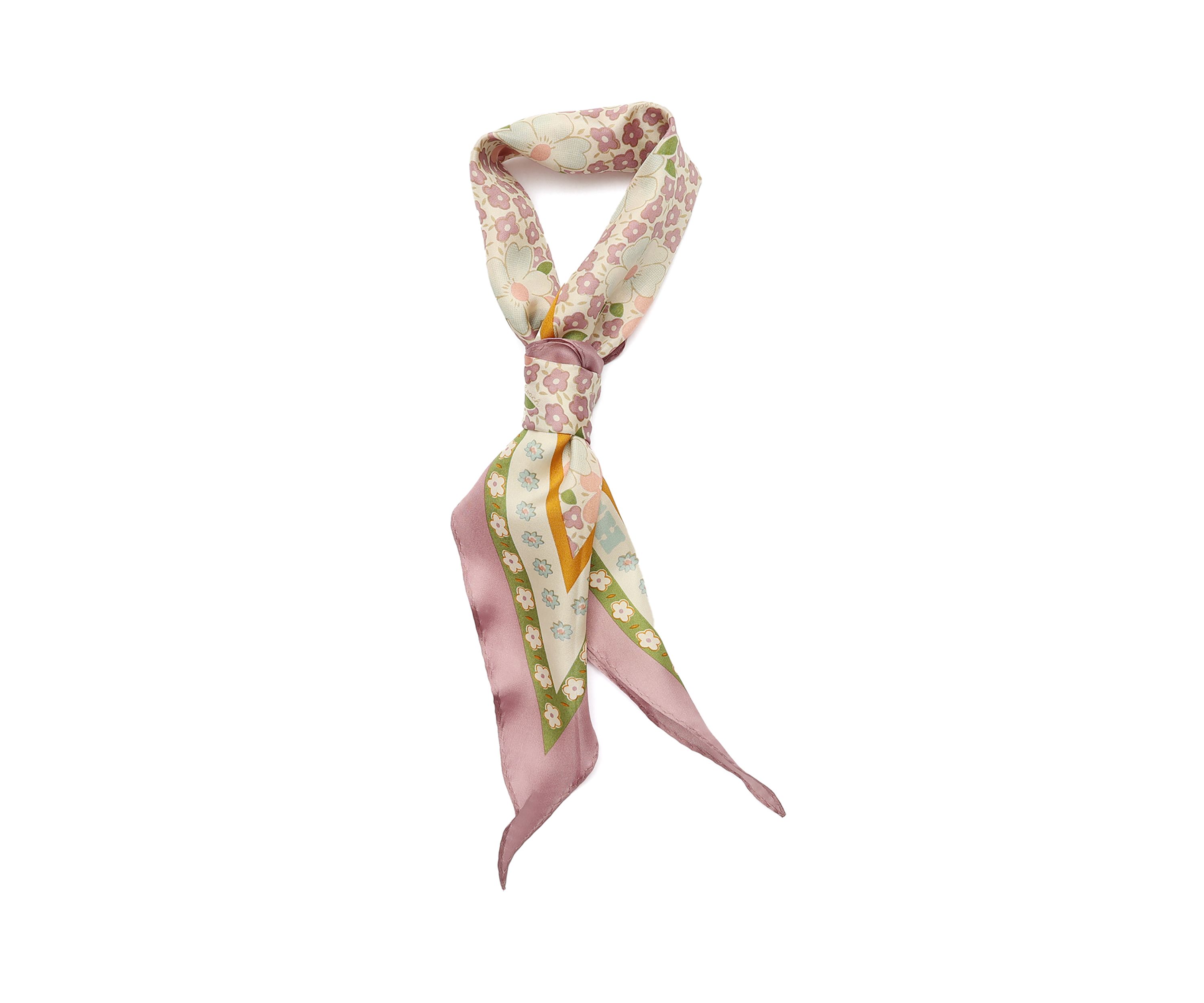 Vintage Floral Silk Diamond Scarf 