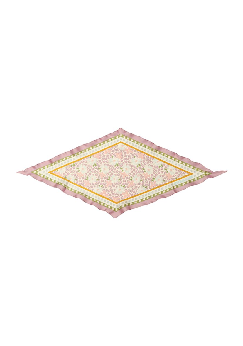 Vintage Floral Silk Diamond Scarf 