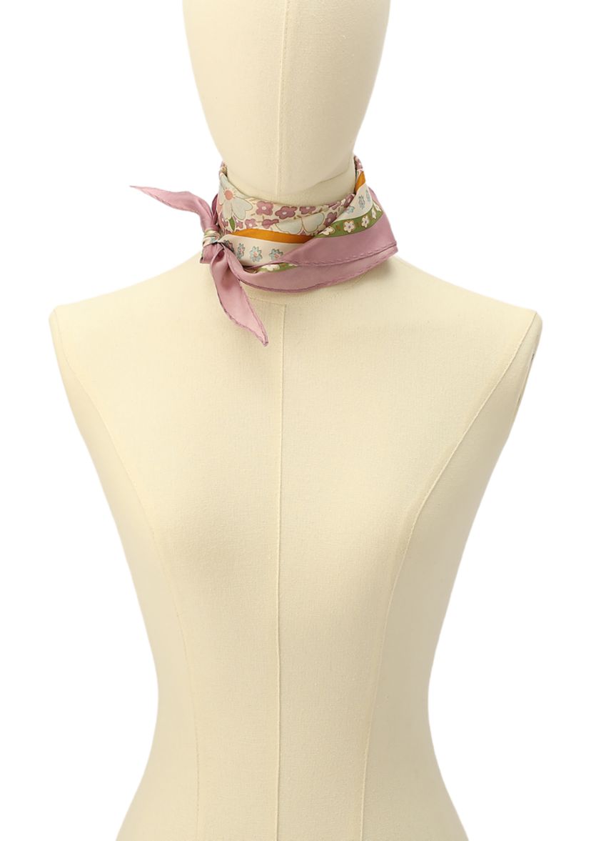 Vintage Floral Silk Diamond Scarf 