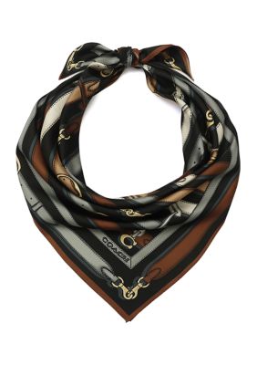 COACH Women's Multi Belt Printed Silk Square Scarf, Black