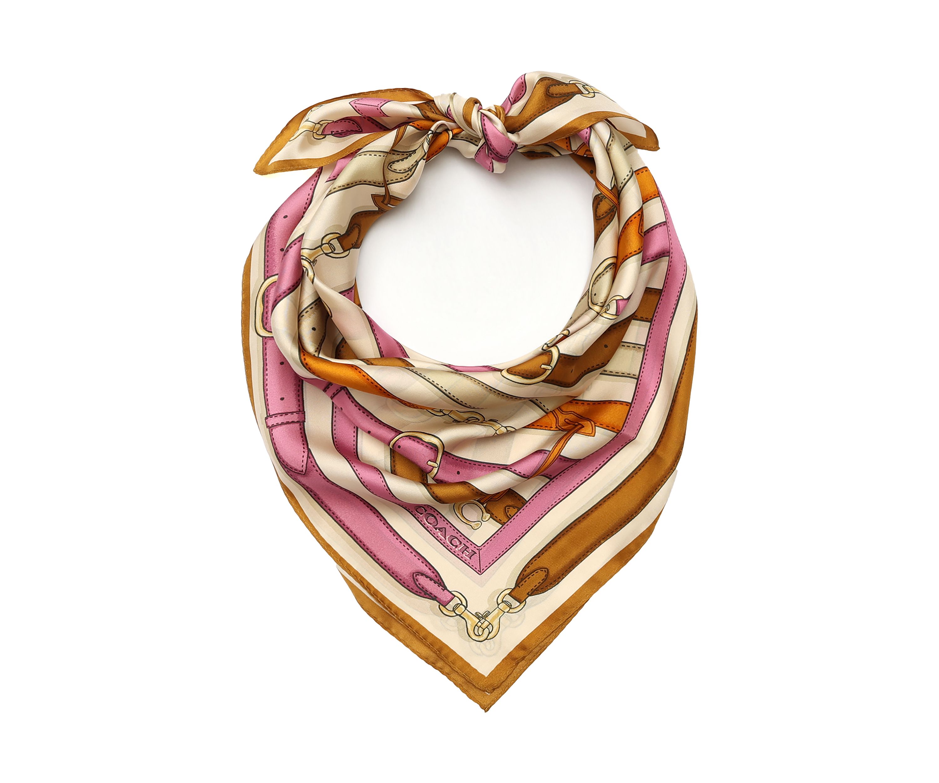 Multi Belt Printed Silk Square Scarf