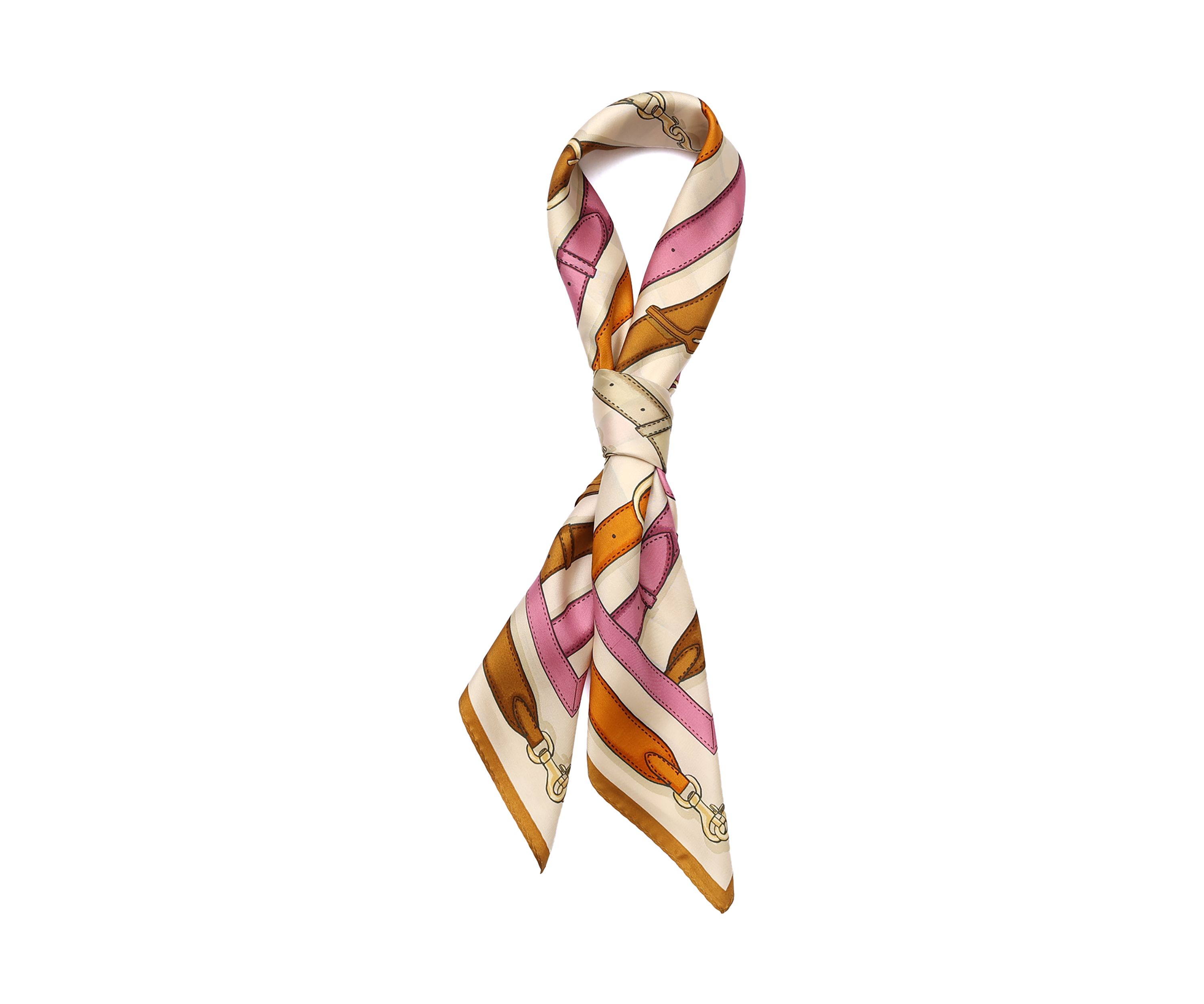 Multi Belt Printed Silk Square Scarf