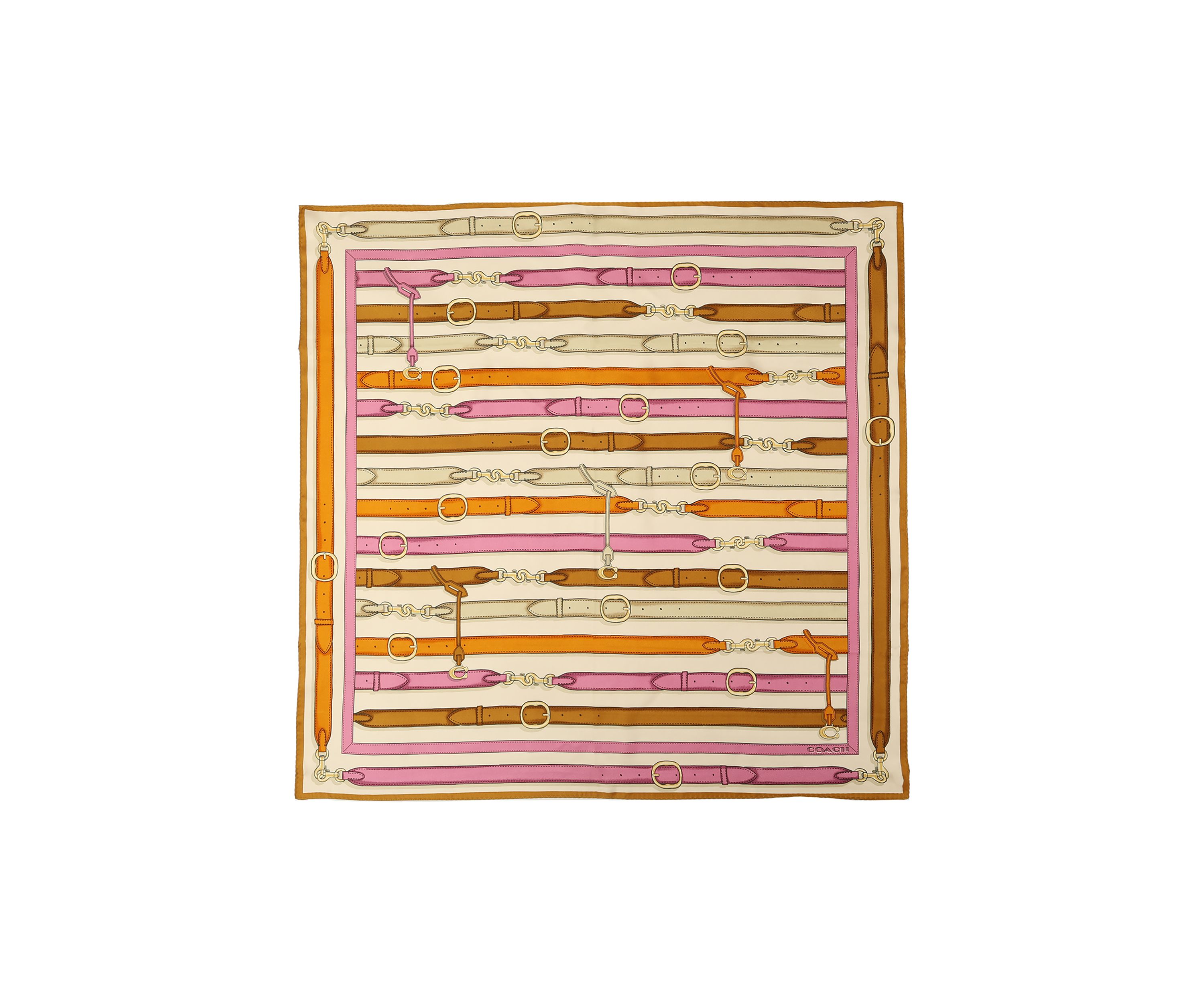 Multi Belt Printed Silk Square Scarf