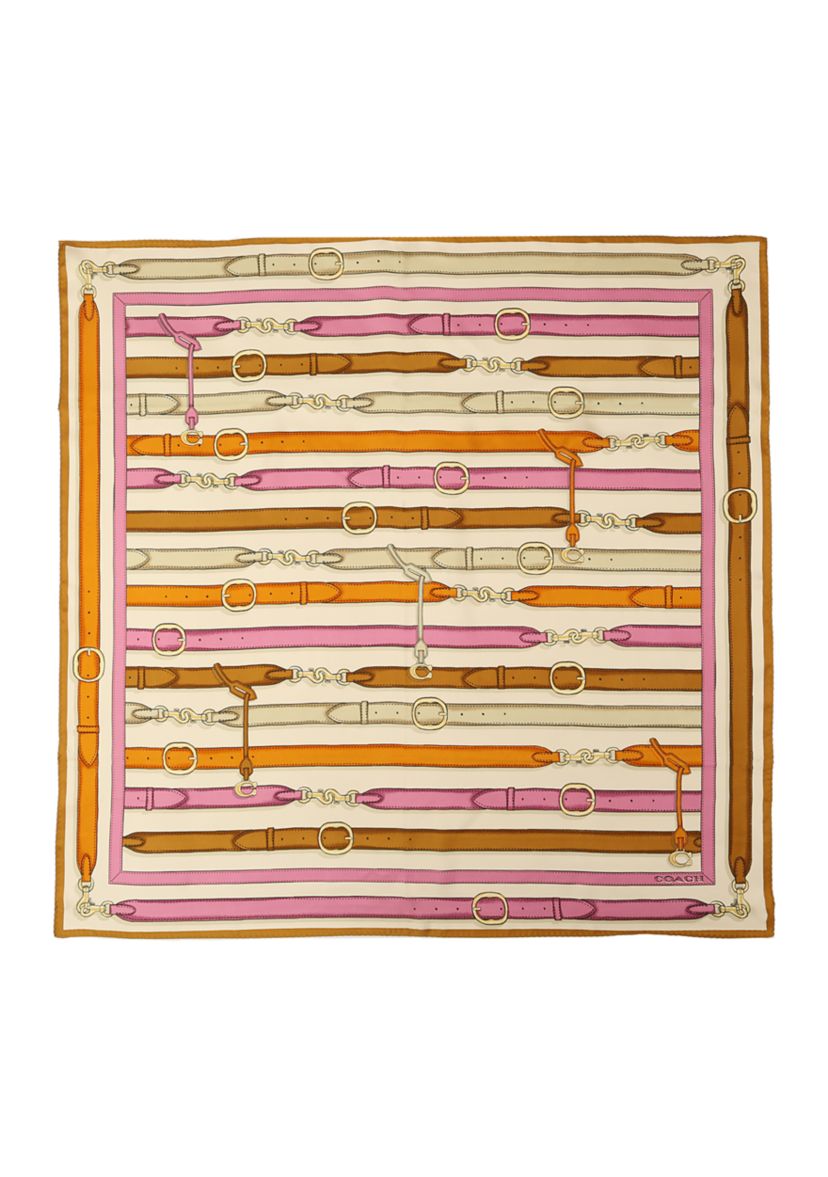 Multi Belt Printed Silk Square Scarf