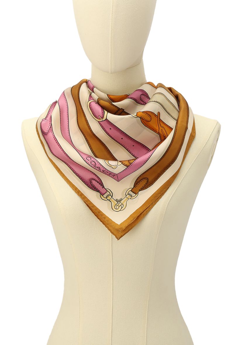 Multi Belt Printed Silk Square Scarf