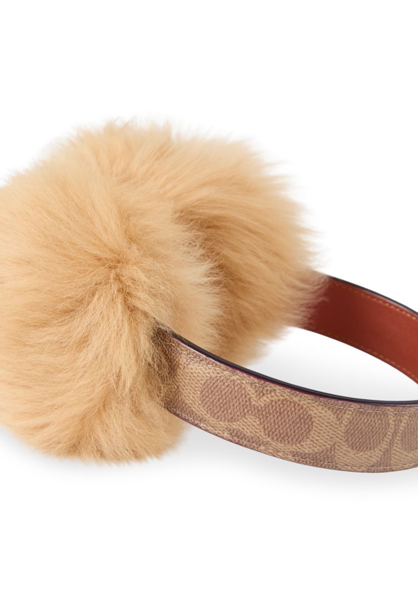COACH Coated Canvas Shearling Earmuffs | Belk display picture 1