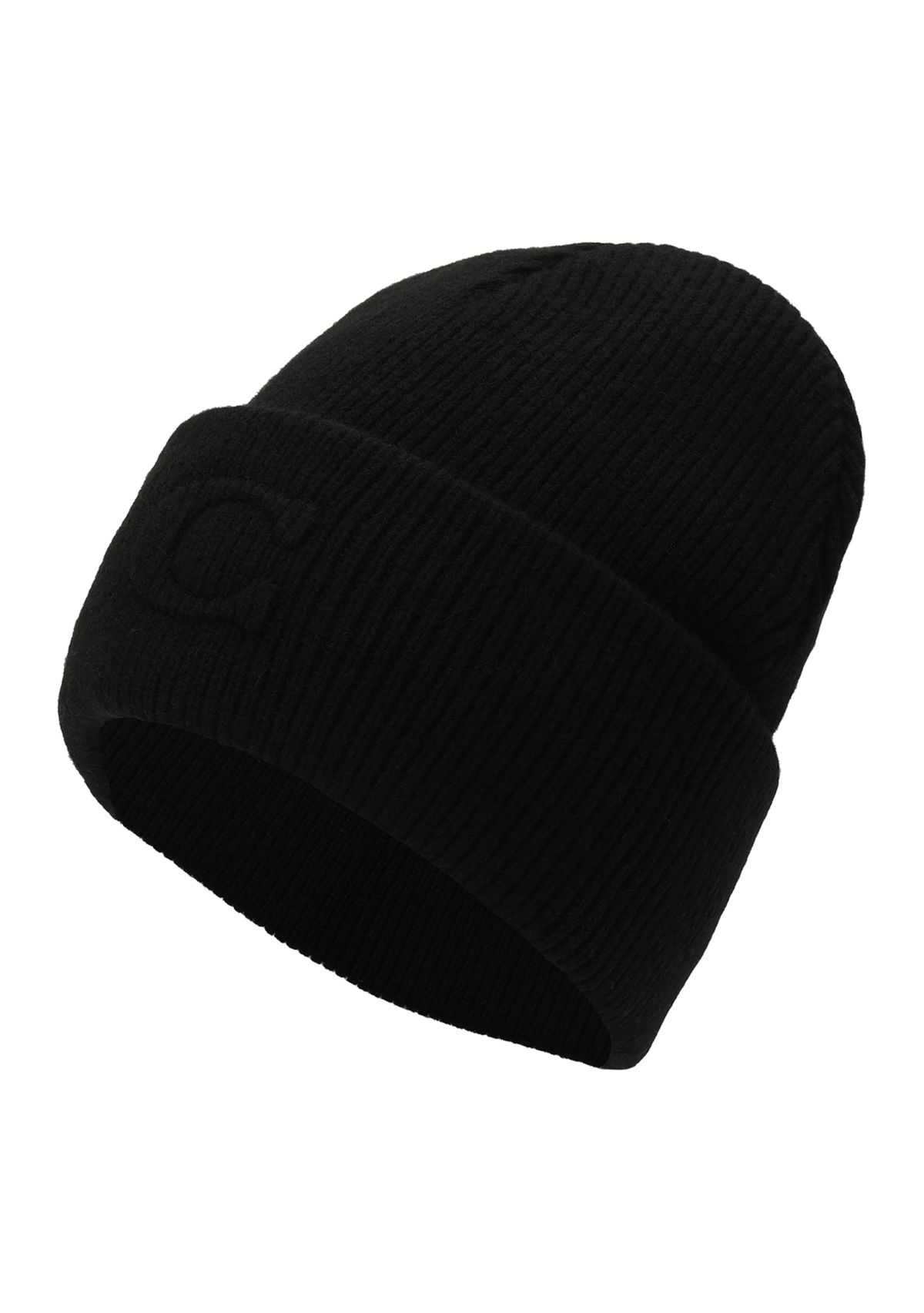 Embossed C Knit Beanie 