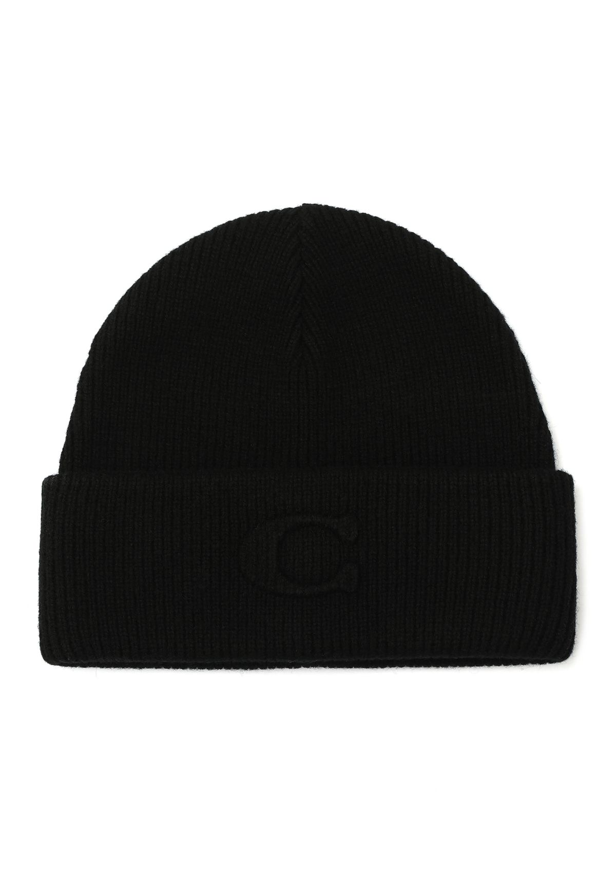 Embossed C Knit Beanie 