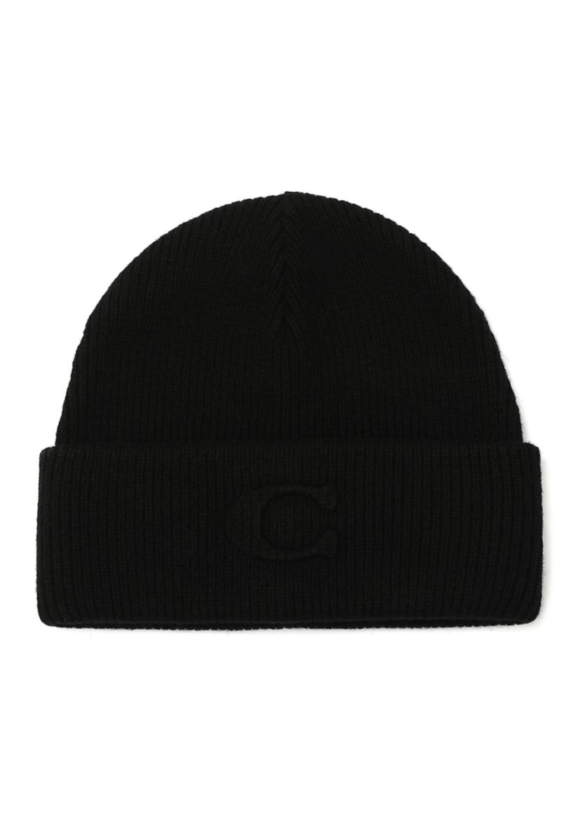 Embossed C Knit Beanie 