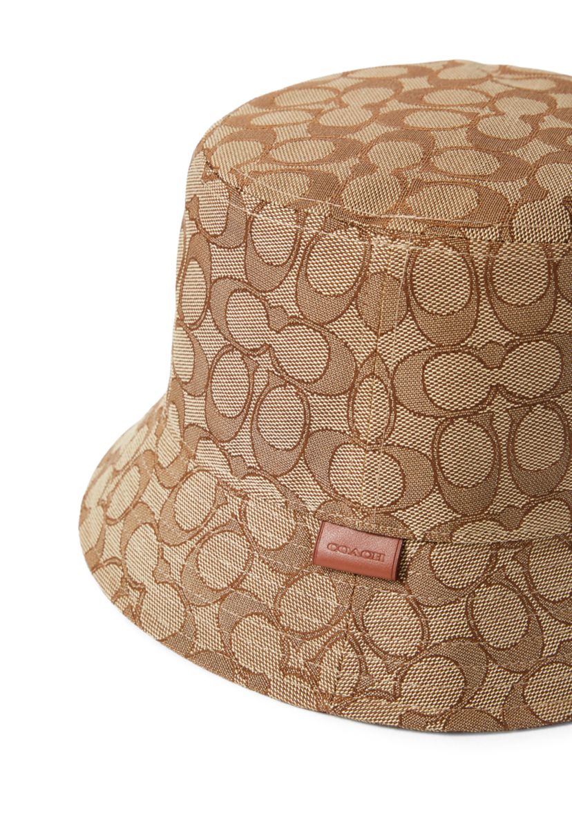 Coach Signature Jacquard Bucket Hat Brown C Monogram Leather  Coach Brown Patterned Bucket Hat main image 1