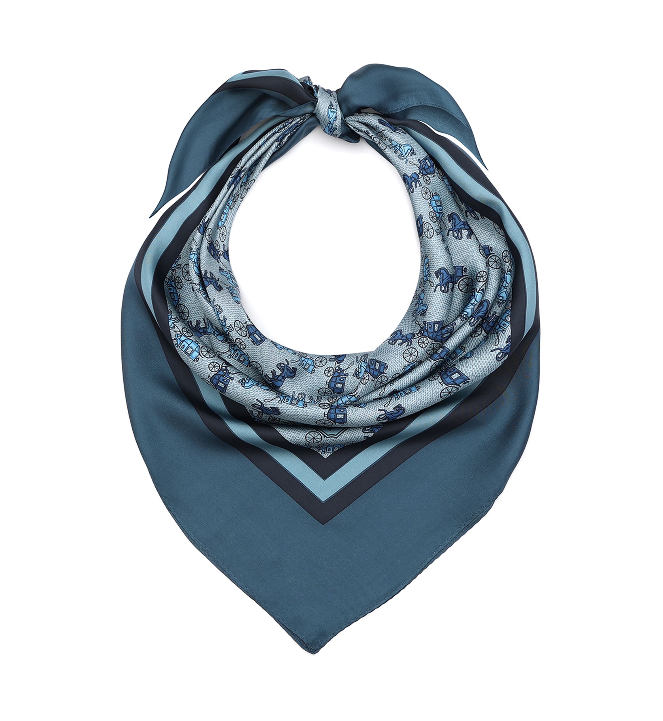 Horse and Carriage Printed Silk Square Scarf