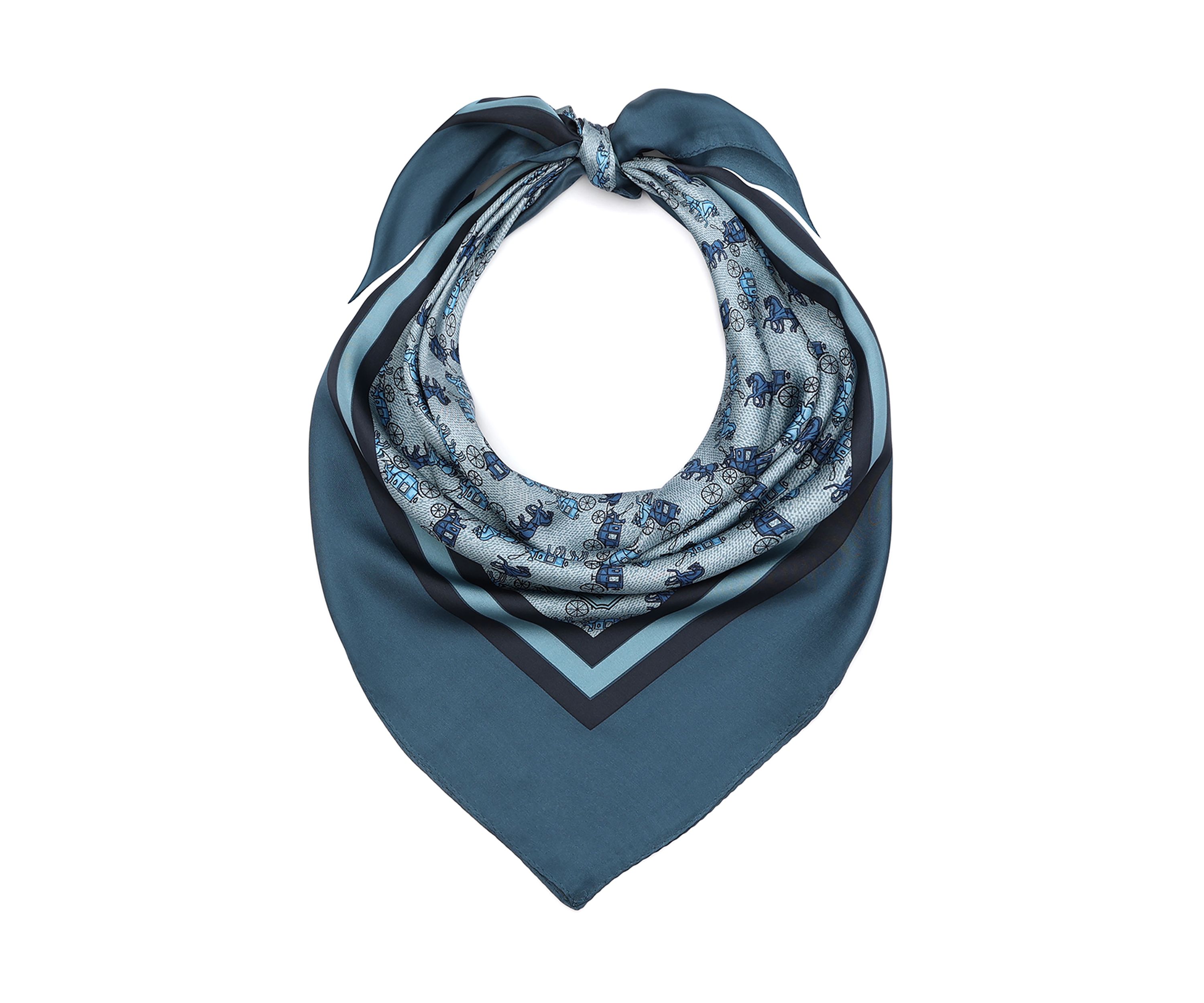 Horse and Carriage Printed Silk Square Scarf