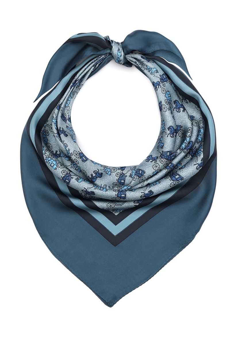 Horse and Carriage Printed Silk Square Scarf