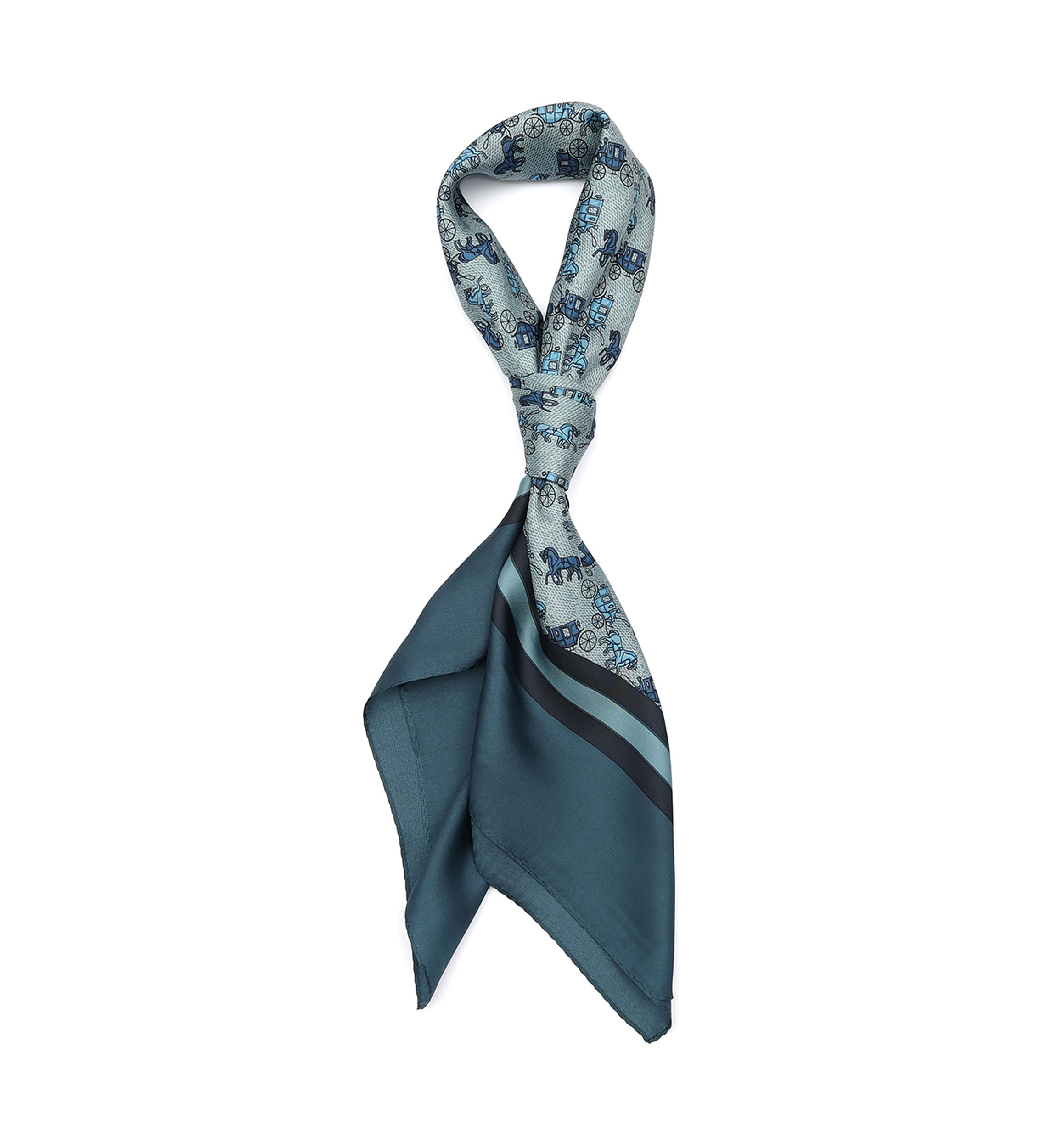 Horse and Carriage Printed Silk Square Scarf