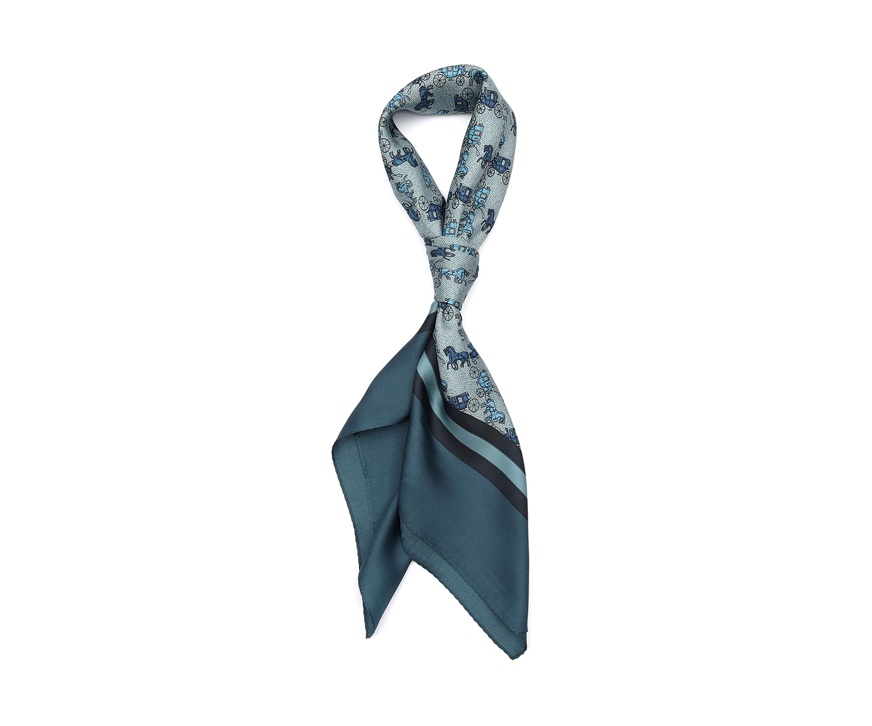 Horse and Carriage Printed Silk Square Scarf