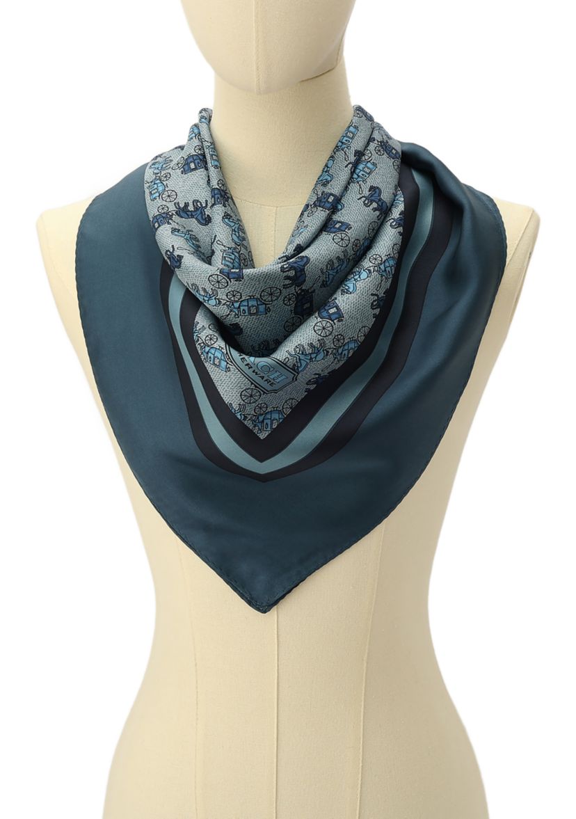 Horse and Carriage Printed Silk Square Scarf
