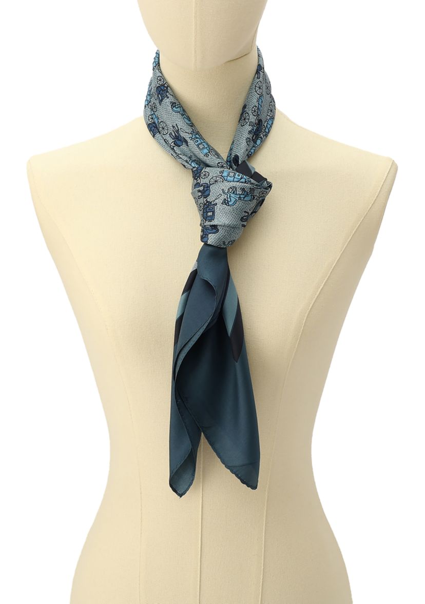 Horse and Carriage Printed Silk Square Scarf