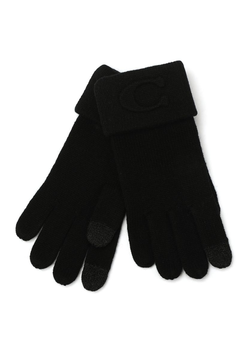 Embossed C Knit Gloves