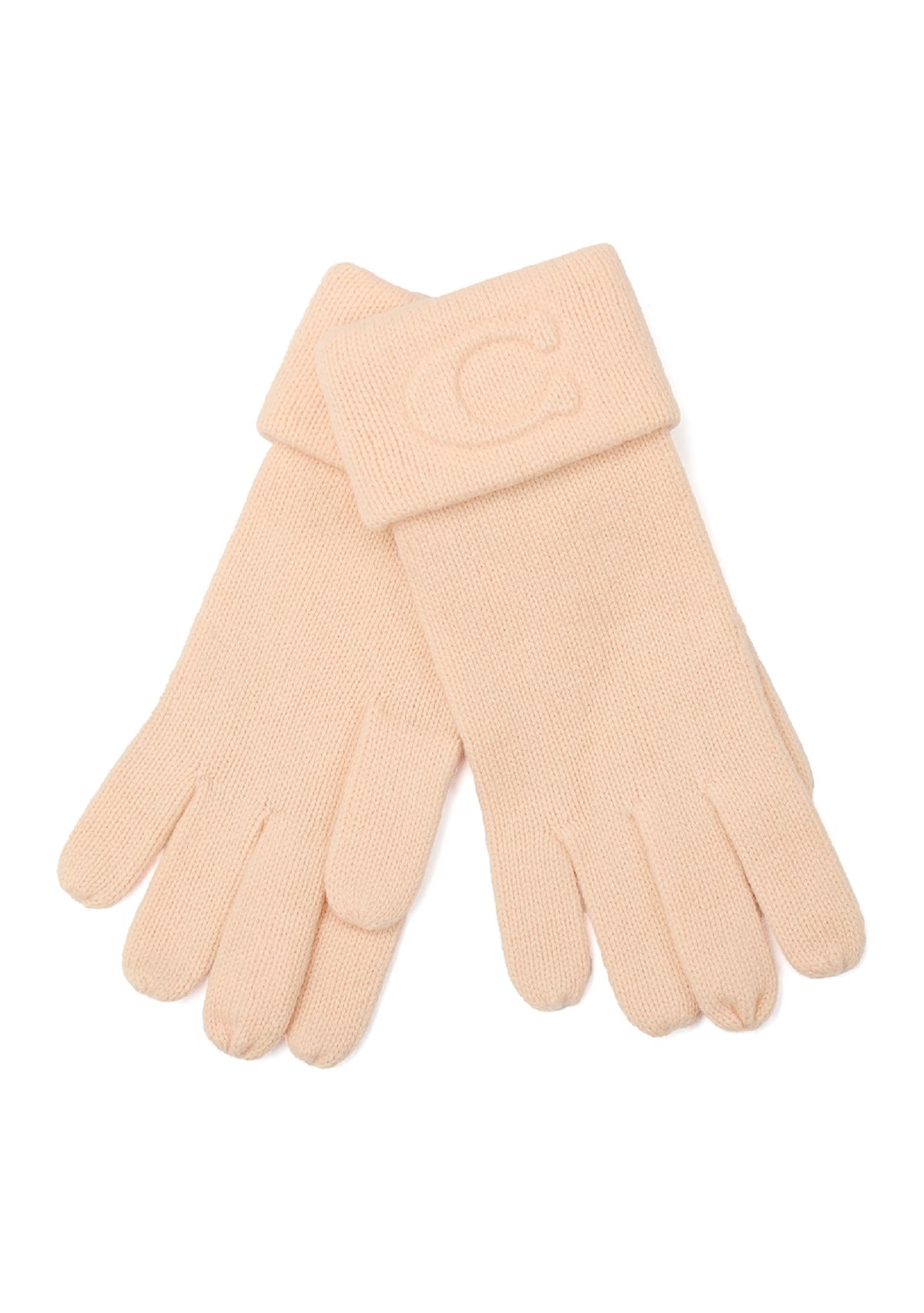 Embossed C Knit Gloves 