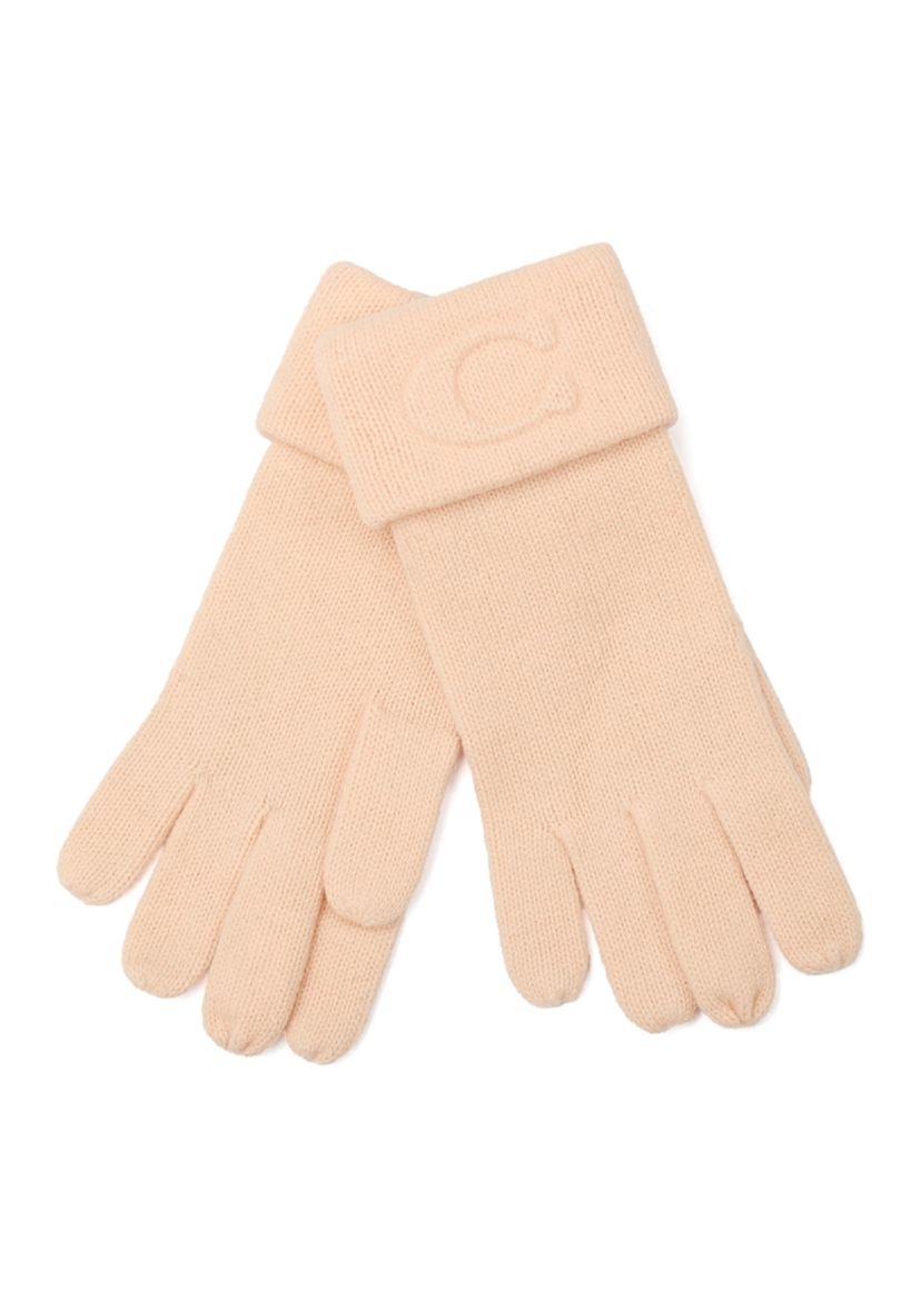 Embossed C Knit Gloves 