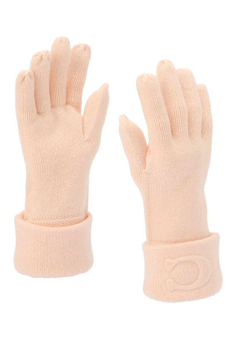 Embossed C Knit Gloves 