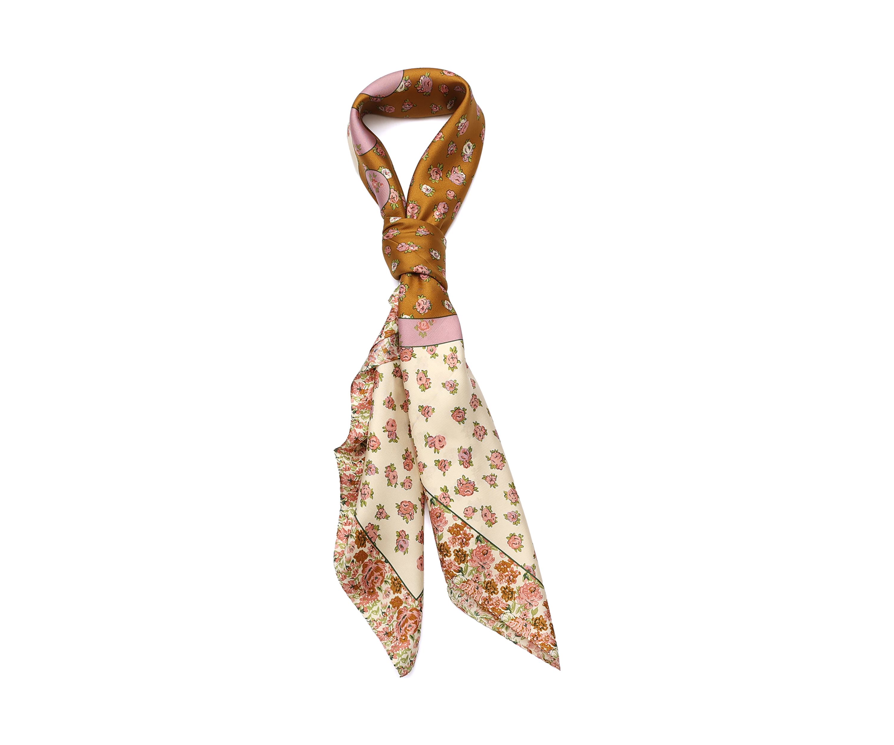 Tea Rose Printed Silk Square Scarf 