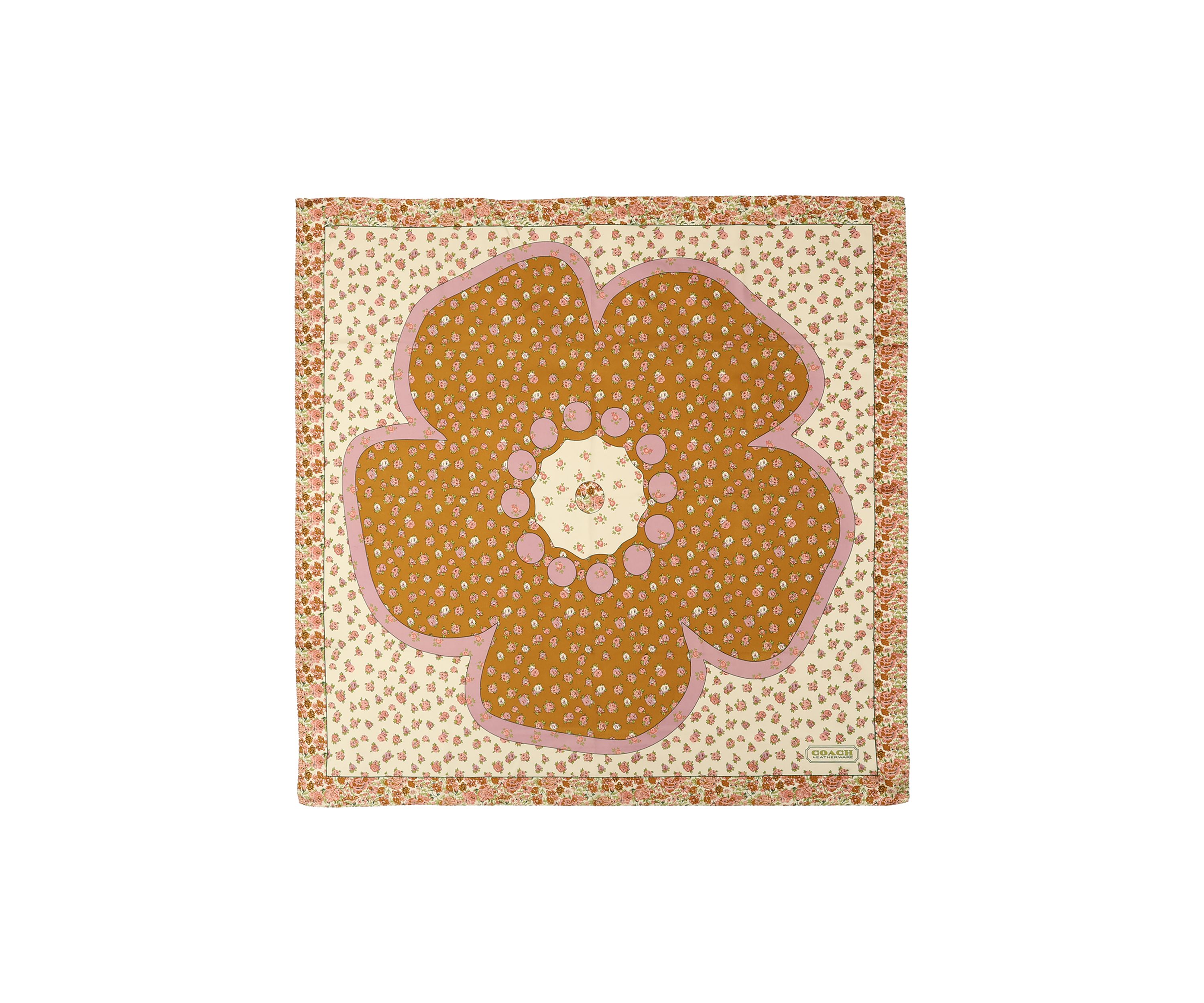 Tea Rose Printed Silk Square Scarf 
