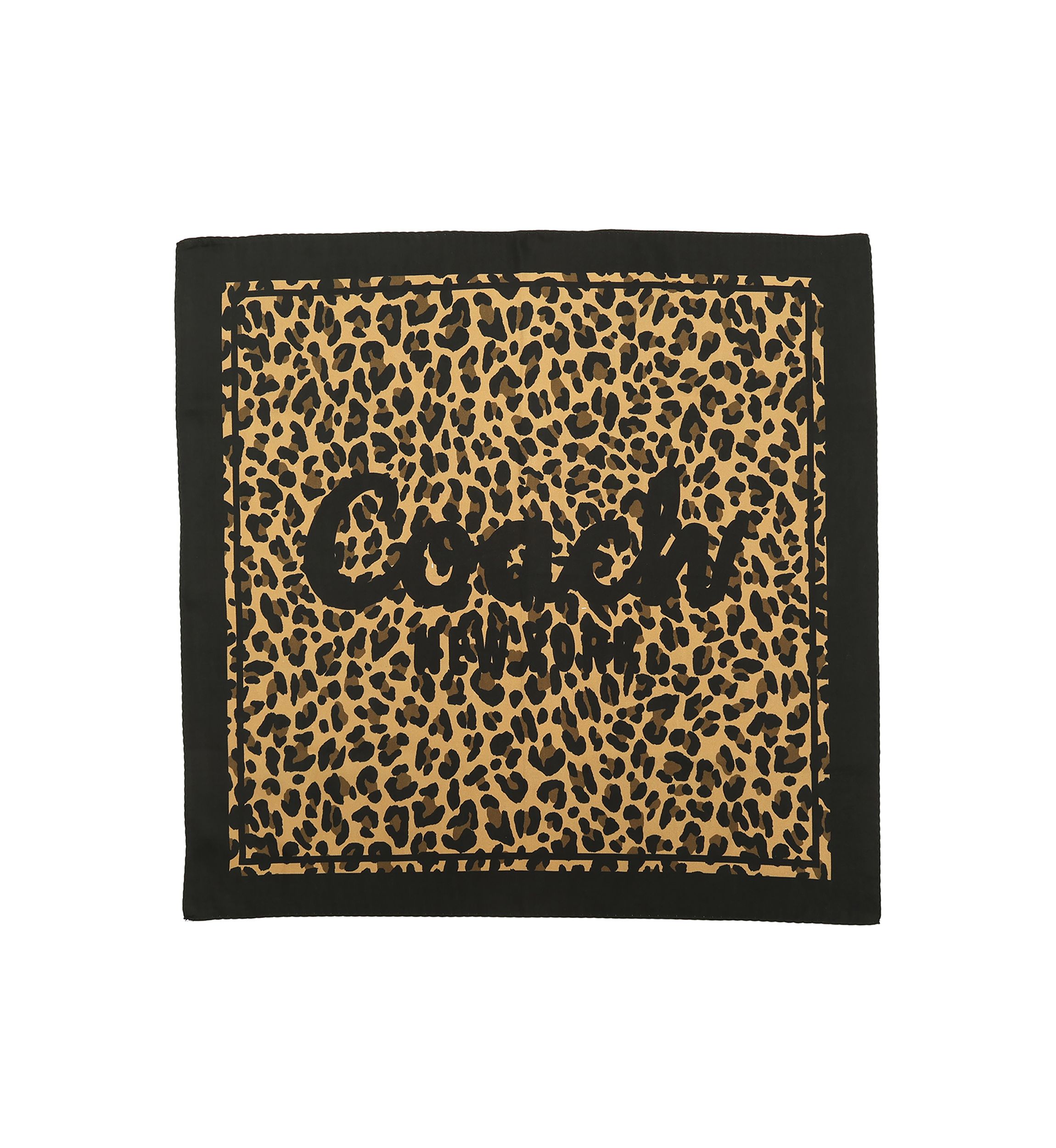 Script Leopard Printed Silk Bandana Scarf