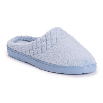 MUK LUKS Women's Quilted Clog Slipper, Blue, Large