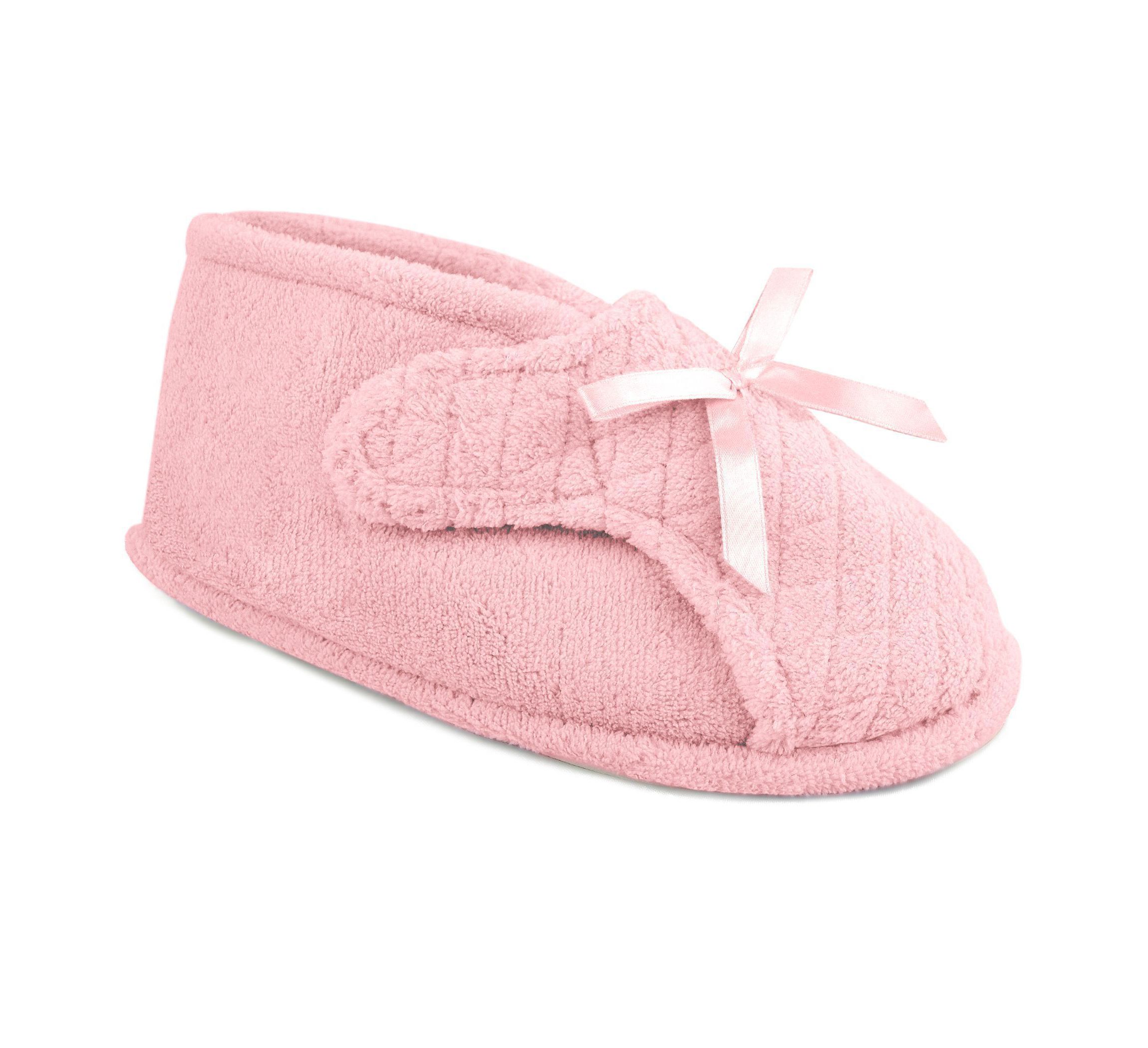 Womens Micro Chenille Adjustable Bootie Slippers