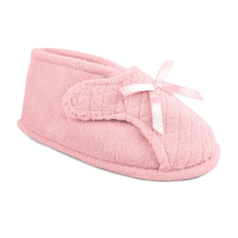 Womens Micro Chenille Adjustable Bootie Slippers