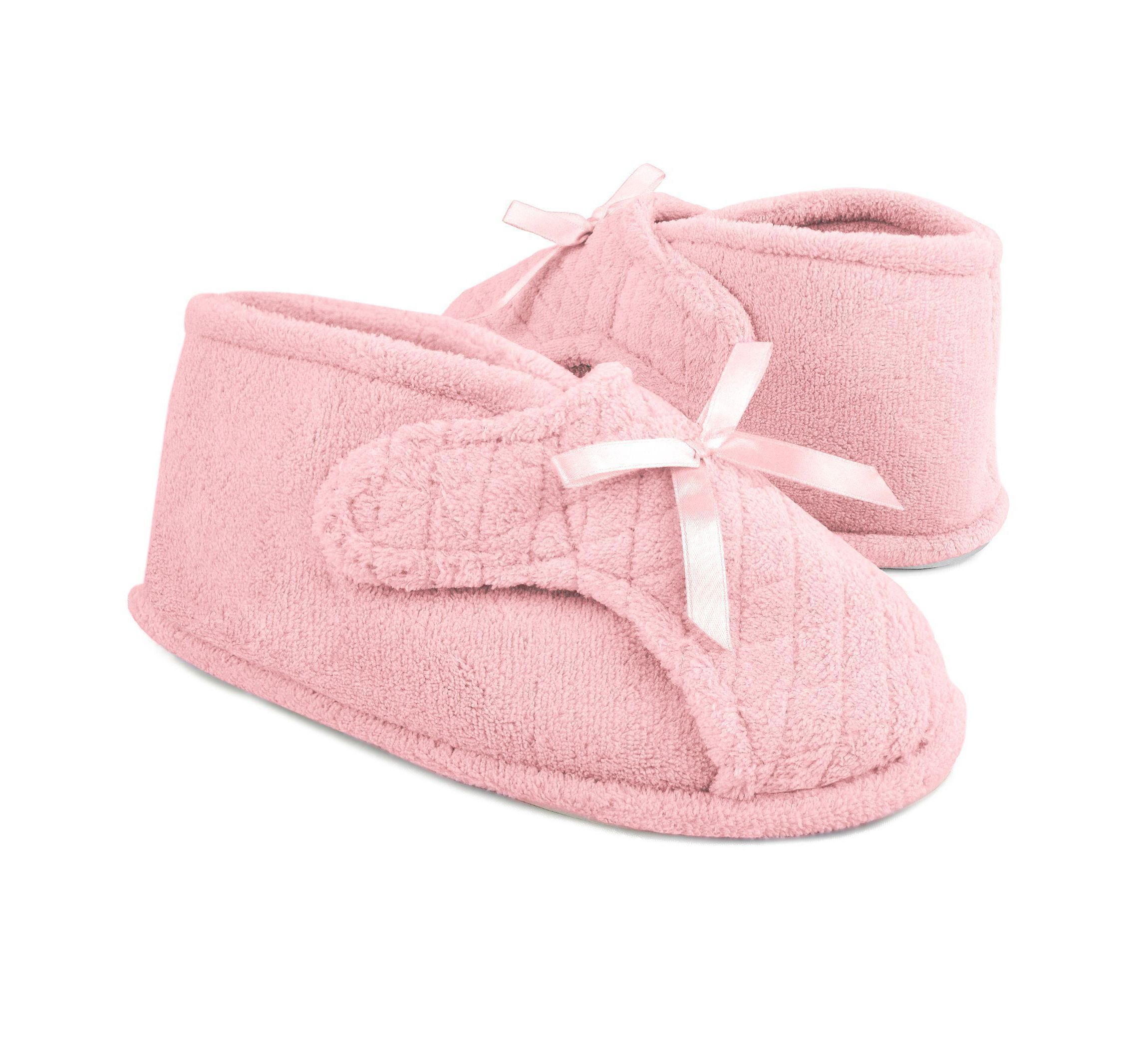 Womens Micro Chenille Adjustable Bootie Slippers