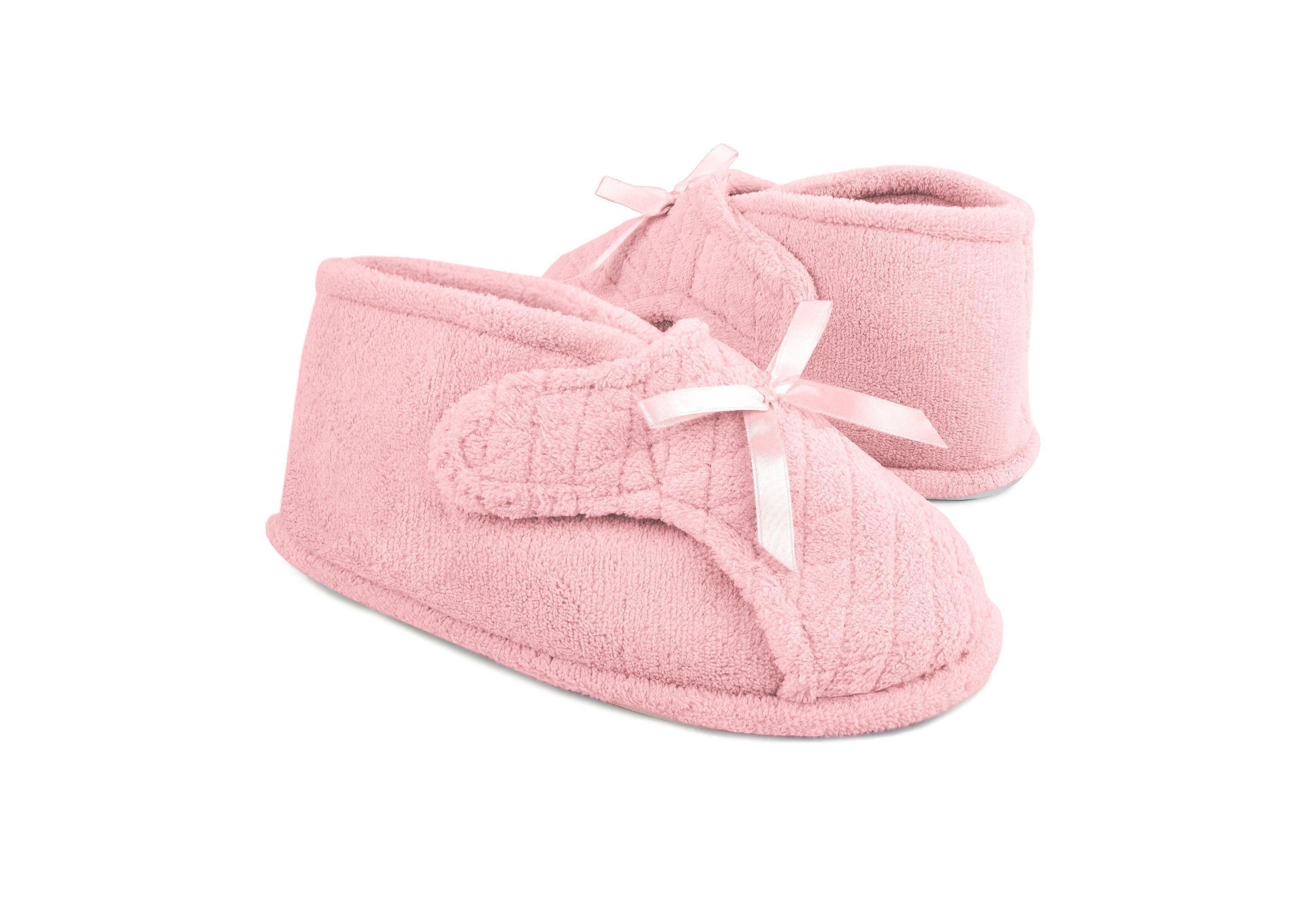 Womens Micro Chenille Adjustable Bootie Slippers