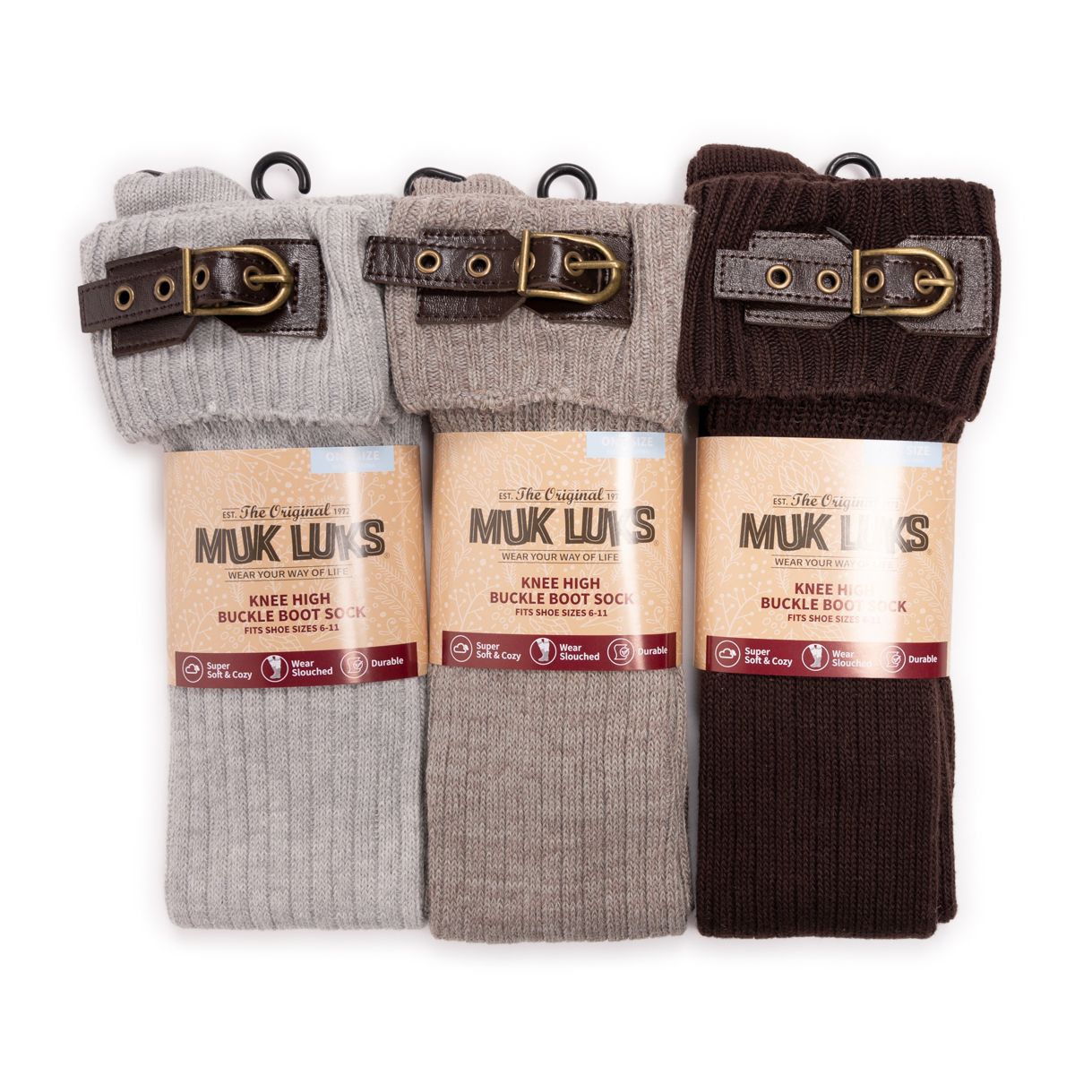 Womens 3 Pack Buckle Socks